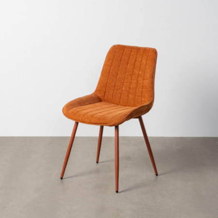 Silla de uso profesional en tejido canalé teja con patas de hierro a tono 50 x 85 x 60 cm