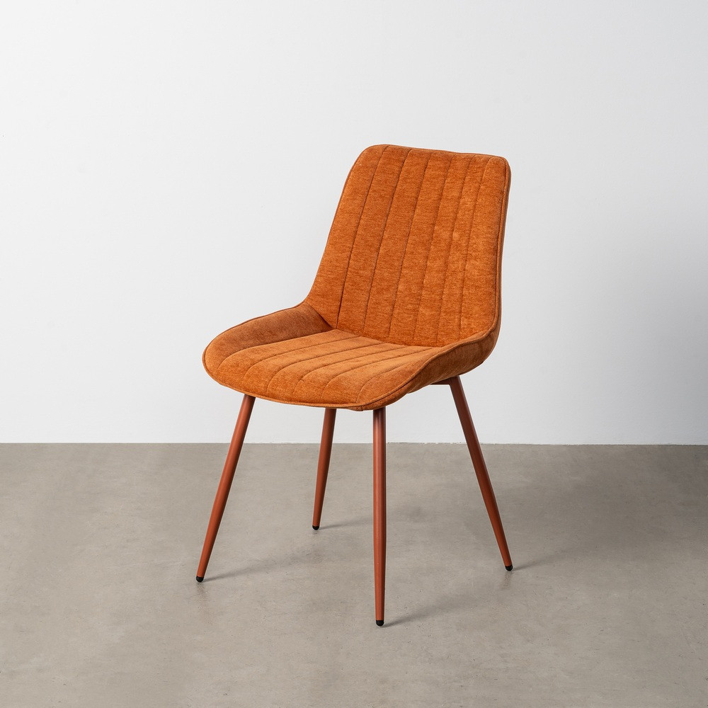 Silla de uso profesional en tejido canalé teja con patas de hierro a tono 50 x 85 x 60 cm