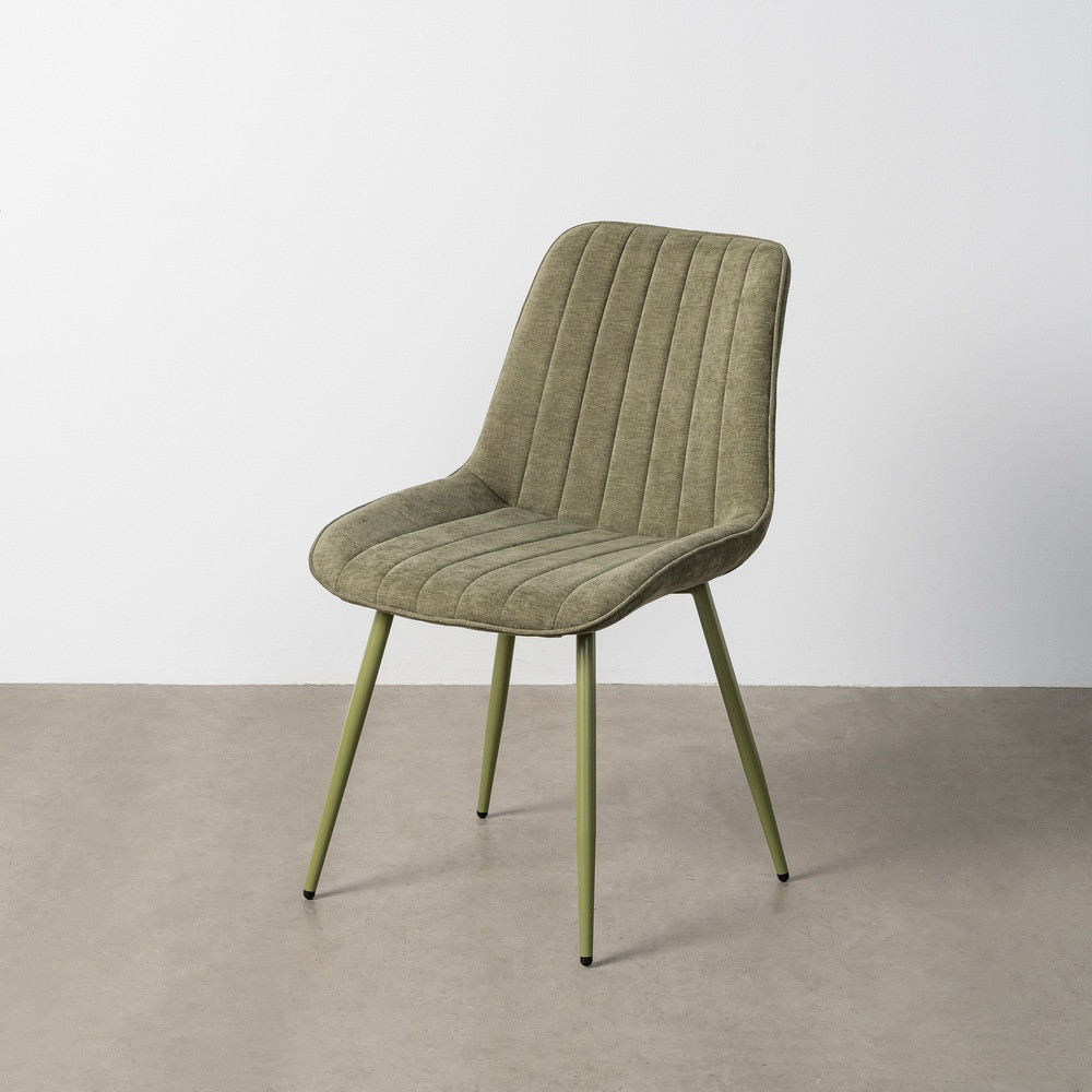 Silla de comedor de uso profesional tapizada en tejido verde y metal acolchada 50 x 85 x 60 cm