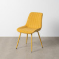 Silla de comedor de uso profesional tapizada en tejido amarillo y metal acolchada 50 x 85 x 60 cm