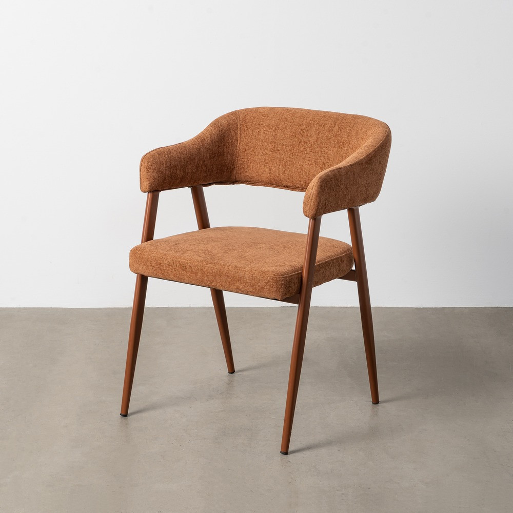 Silla de uso profesional con reposabrazos en tejido poliéster teja y patas de acero 56 x 81 x 60 cm
