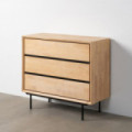 Cómoda de madera de caucho y metal natural y negro 99,5 x 87 x 40 cm