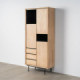 Armario vitrina de salón en madera de caucho y metal sintra 89,50 x 204 x 40 cm