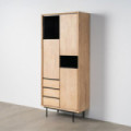 Armario vitrina de salón en madera de caucho y metal sintra 89,50 x 204 x 40 cm