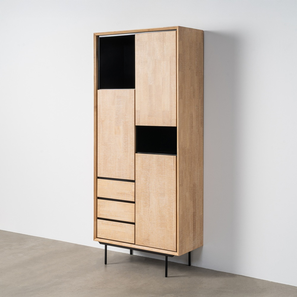 Armario vitrina de salón en madera de caucho y metal sintra 89,50 x 204 x 40 cm