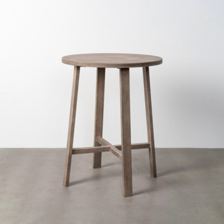 Mesa alta redonda de madera natural 102 cm