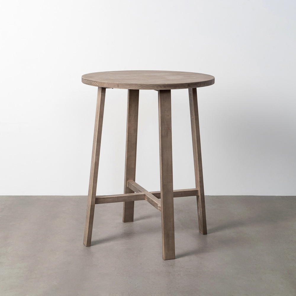 Mesa alta redonda de madera natural 102 cm