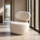 Sillón de descanso de salón tapizado en tejido crema y madera 77 x 79 x 73 cm