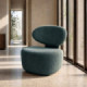 Sillón bajo sin brazos en tejido verde azulado y madera contrachapada 77 x 79 x 73 cm