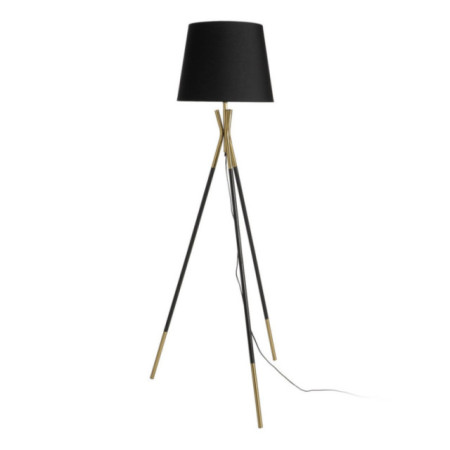 Lámpara de pie de metal y poliéster negro y oro 40 x 159 x 40 cm