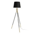 Lámpara de pie de metal y poliéster negro y oro 40 x 159 x 40 cm