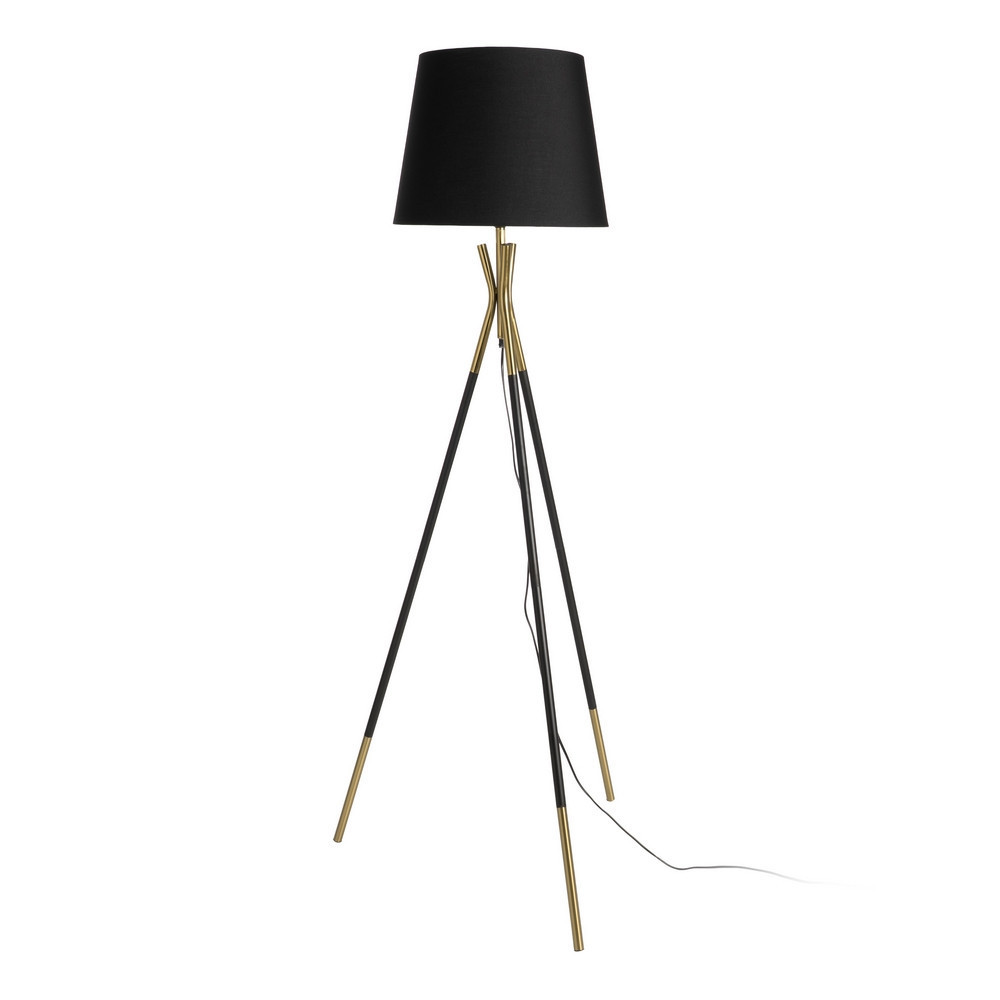 Lámpara de pie de metal y poliéster negro y oro 40 x 159 x 40 cm