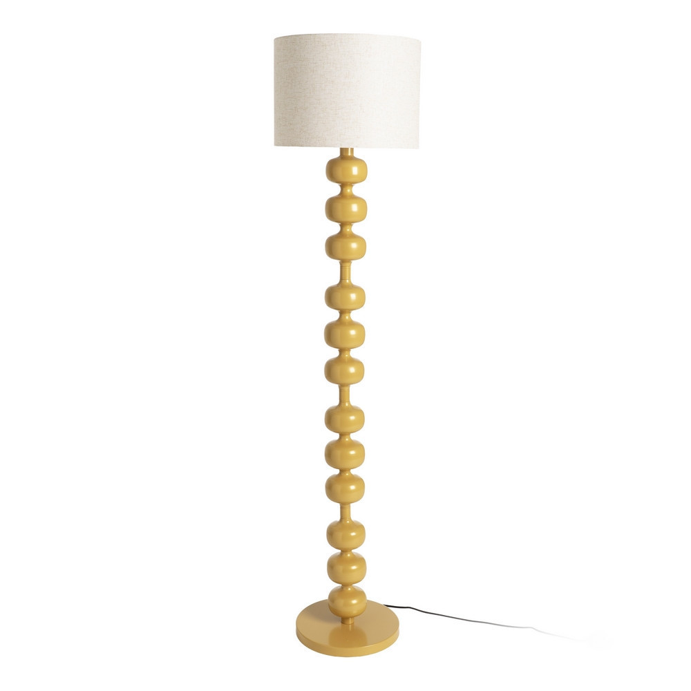 Lámpara de pie de metal y poliéster mostaza 35 x 154 x 35 cm
