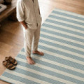 Alfombra in and out reversible a rayas en polipropileno azul índigo 160 x 1 x 230 cm