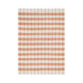 Alfombra tejida a rayas cuadros vichy terracota y blanco con flecos 160 x 1 x 230 cm
