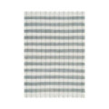 Alfombra tejida a rayas cuadros vichy verde salvia y blanco con flecos 160 x 1 x 230 cm