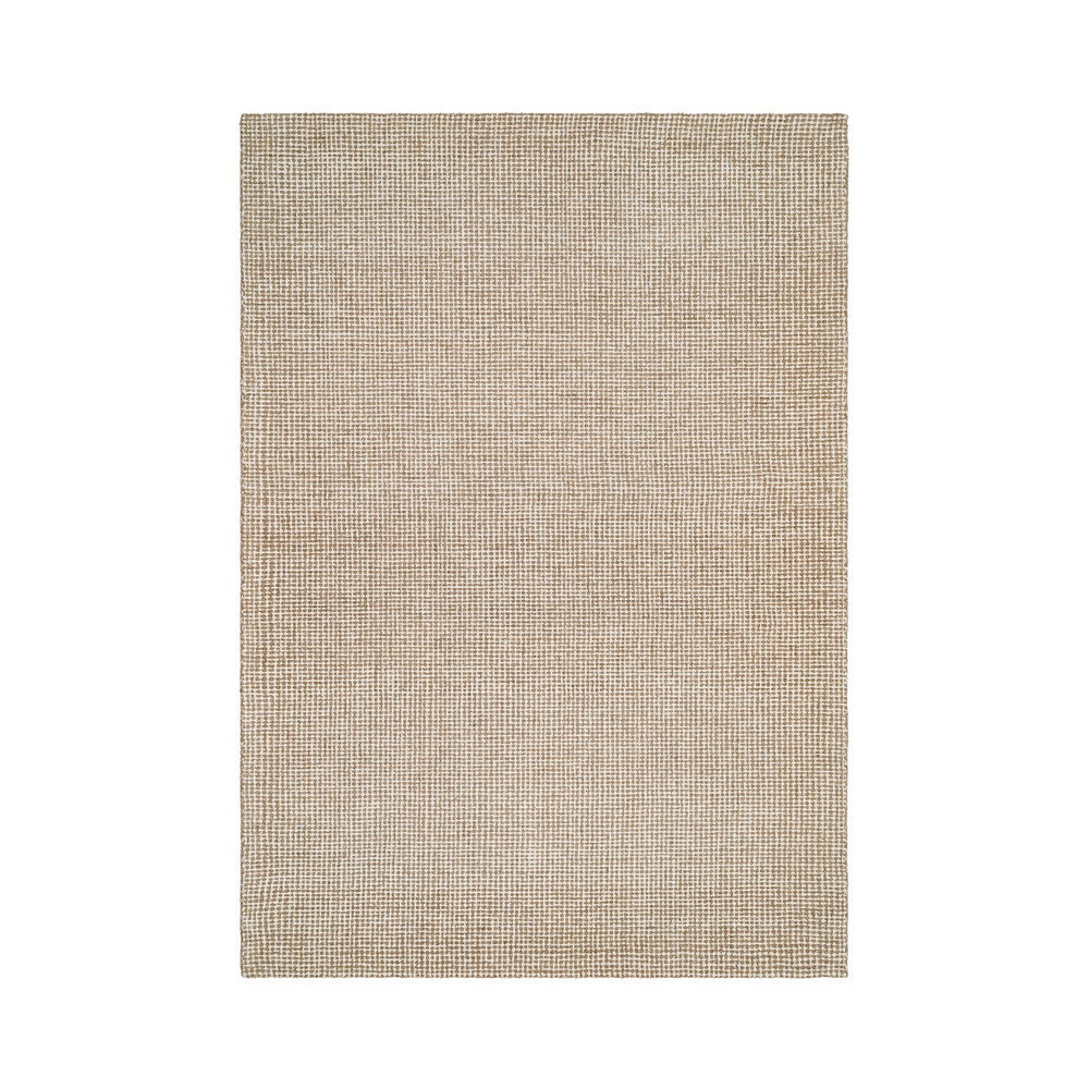 Alfombra de pelo de lana beige con reverso de algodón 160 x 1 x 230 cm