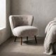 Sillón de salón tapizado en tejido borreguito beige 78 x 72 x 77 cm