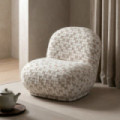 Sillón de salón tapizado en tejido bouclé beige 82 x 77 x 84 cm