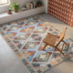Alfombra gran formato kilim étnica azul y mostaza 200 x 1 x 300 cm