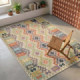Alfombra gran formato kilim étnica verde y naranja 200 x 1 x 300 cm