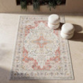 Alfombra impresa estilo sello persa coral y marfil 160 x 1 x 230 cm