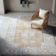 Alfombra gran formato impresa con doble medallón camel y celeste 200 x 1 x 300 cm