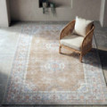 Alfombra gran formato impresa con doble medallón camel y celeste 200 x 1 x 300 cm