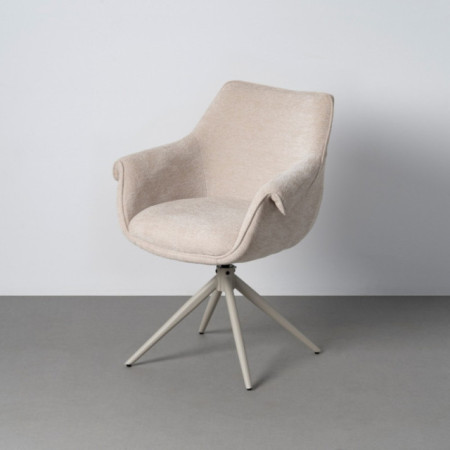 360°-Drehstuhl mit Federkern in Ecru, beige Beine, Contract