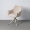Silla de comedor giratoria 360° de uso profesional con muelles tapizada en tejido blanco roto 66 x 86 x 60 cm