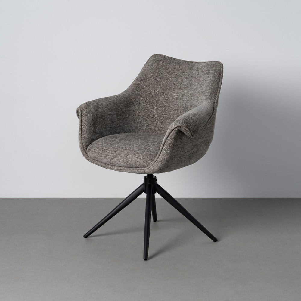 Silla de comedor giratoria 360° de uso profesional con muelles tapizada en tejido gris 66 x 86 x 60 cm