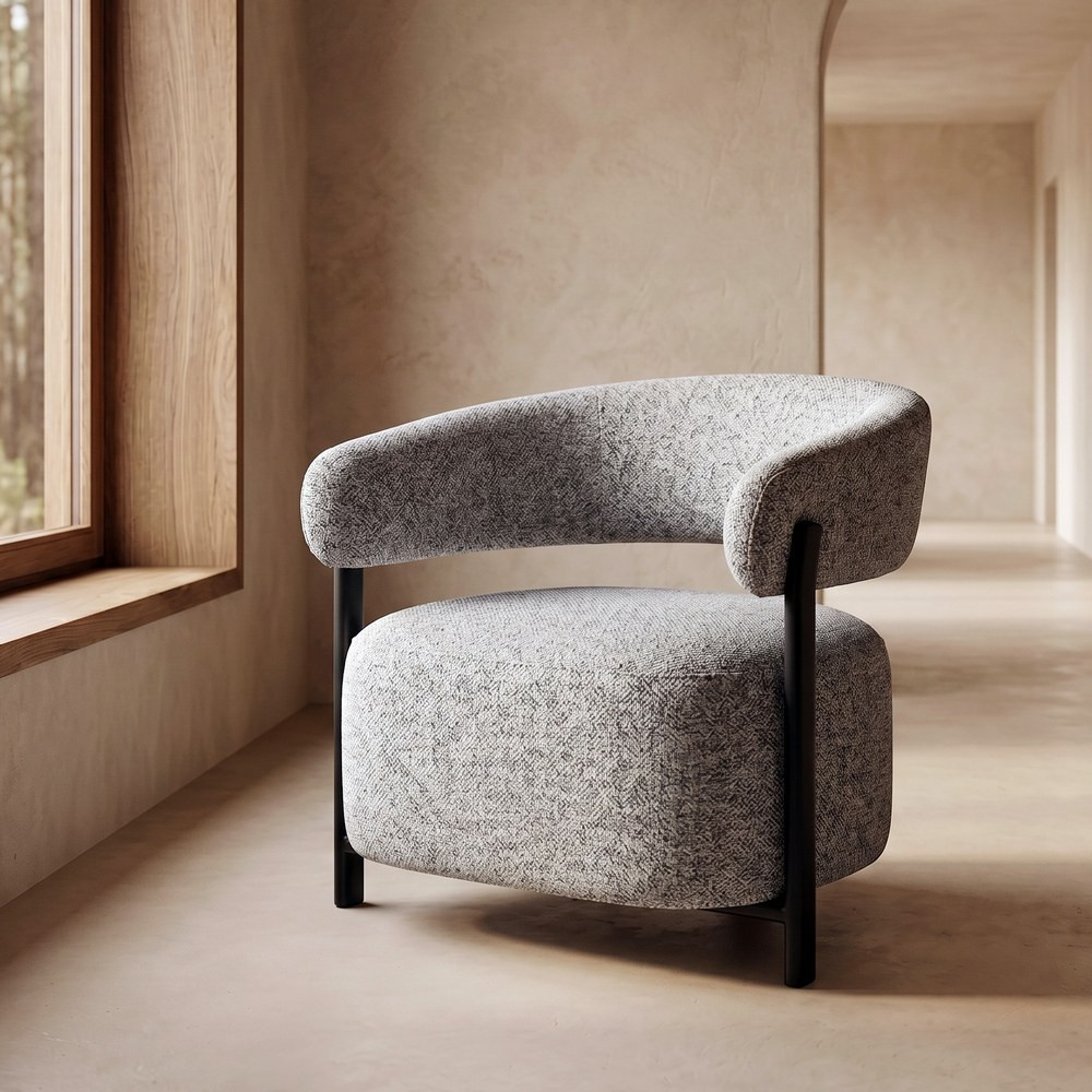 Sillón de salón tapizado en tejido y metal 77 x 70 x 71,5 cm