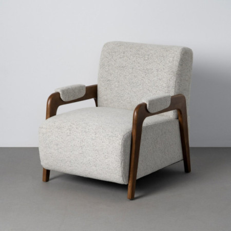Sillón jaspeado beige tejido-madera 70 x 80 x 84 cm