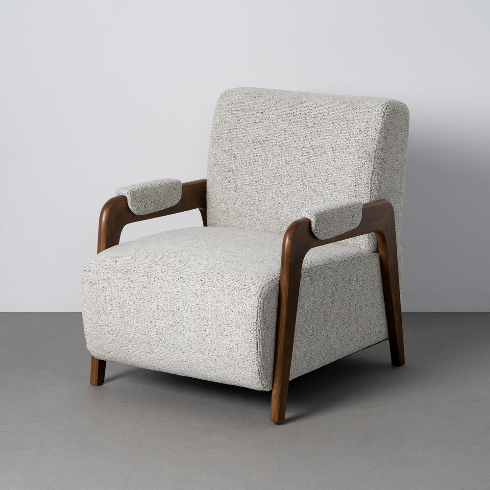 Sillón jaspeado beige tejido-madera 70 x 80 x 84 cm