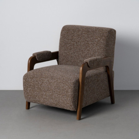 Sillón jaspeado marrón tejido-madera 70 x 80 x 84 cm