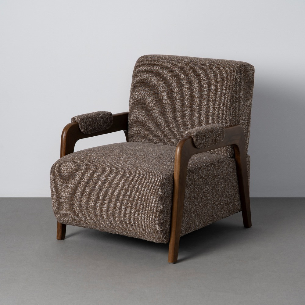 Sillón jaspeado marrón tejido-madera 70 x 80 x 84 cm