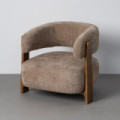 Sillón de descanso tapizado marrón madera nogal 73 x 69 x 76,50 cm