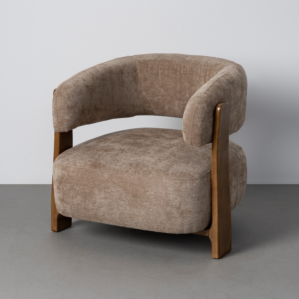 Sillón de descanso tapizado marrón madera nogal 73 x 69 x 76,50 cm