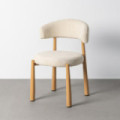 Chaise Tapissée Contract à Assise Ronde - Tissu et Métal - Crème 56 x 54 x 81 cm