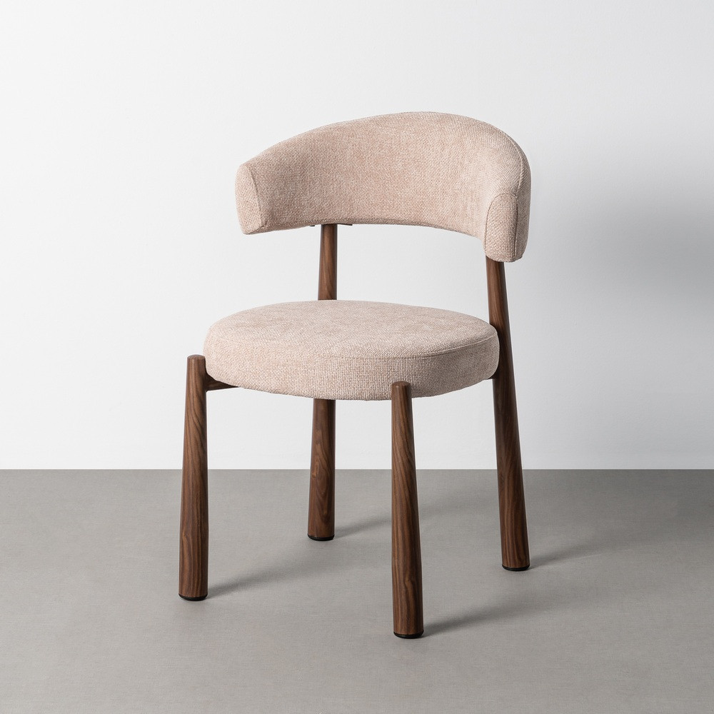 Silla de comedor de uso profesional tapizada en tejido beige y metal 56 x 81 x 54 cm