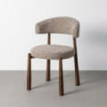 Silla de uso profesional en tejido poliéster taupe y patas cilíndricas en nogal 56 x 81 x 54 cm