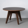 Mesa de comedor redonda en madera marrón oscuro 75 cm