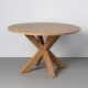 Mesa de comedor redonda fija de MDF efecto roble natural 75 cm