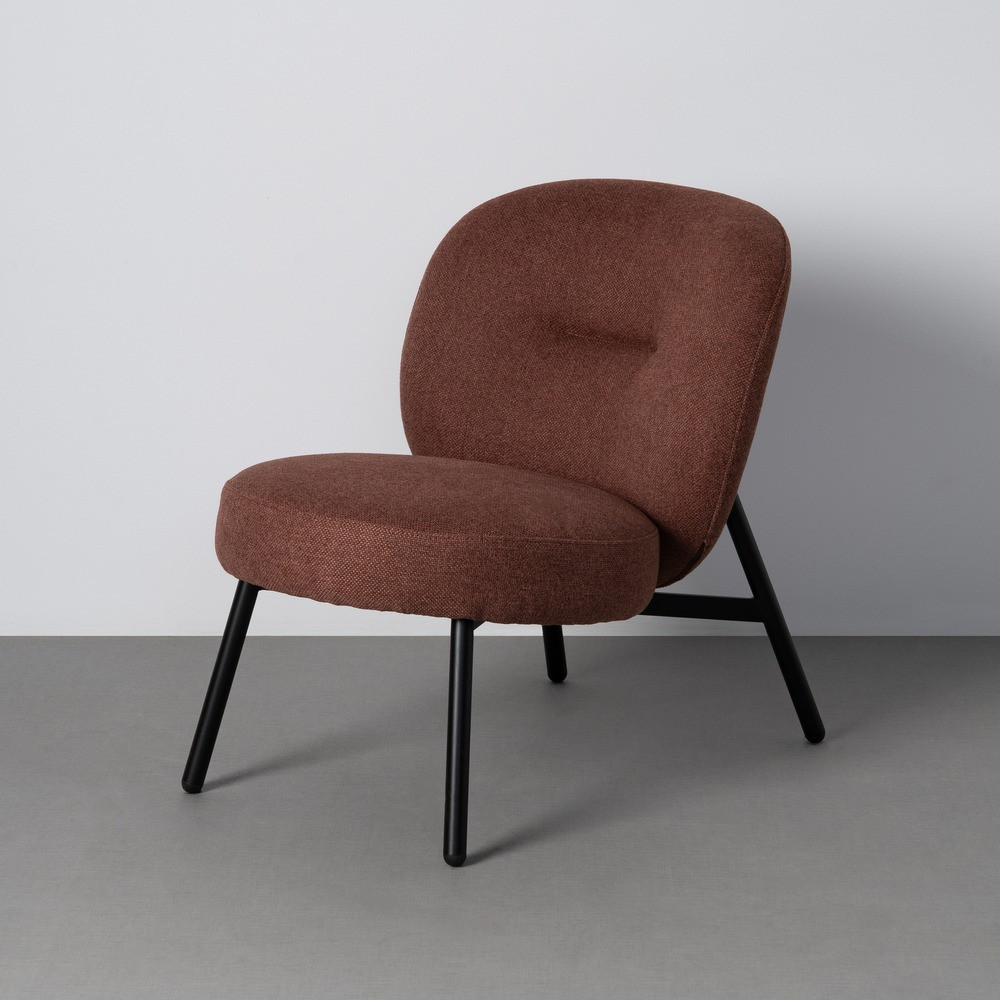 Sillón butaca baja de uso profesional tapizado en tejido cobre 59 x 78 x 73 cm