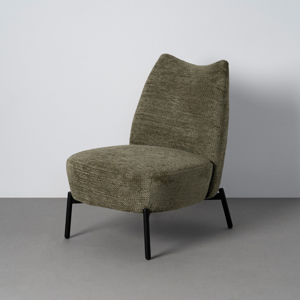 Sillón de descanso tapizado jaspeado verde oliva 61 x 82 x 77 cm