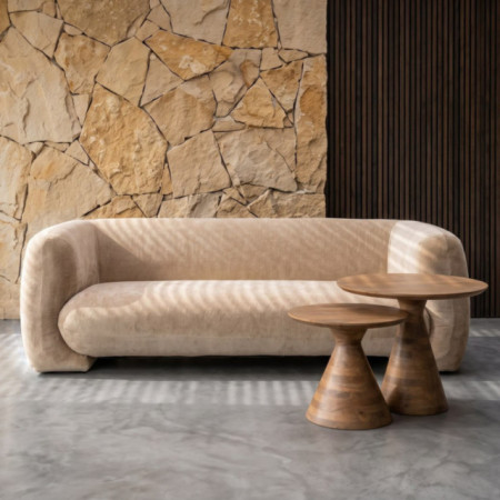 Sofá 3 plazas tapizado en chenilla beige 226 x 73 x 94 cm
