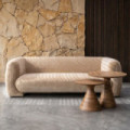 Sofá 3 plazas tapizado en chenilla beige 226 x 73 x 94 cm