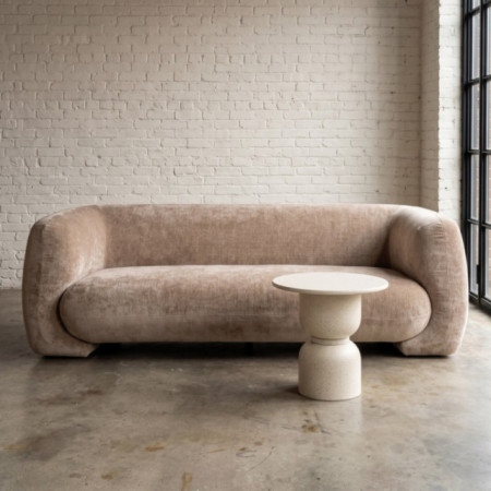 Sofá 3 plazas tapizado en chenilla taupe 226 x 73 x 94 cm