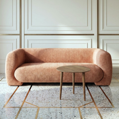 Sofá 3 plazas tapizado en chenilla salmón terracota 226 x 73 x 94 cm