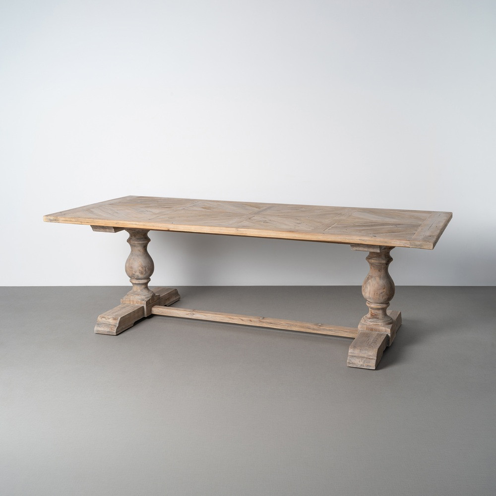 Mesa de comedor rectangular fija de madera de pino reciclada 240 x 76 x 105 cm